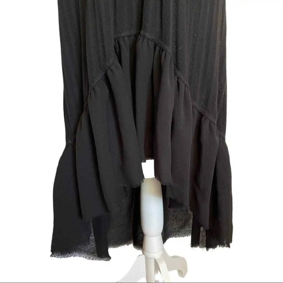 Denim & Supply Ralph Lauren Black Jersey Knit Maxi Dress Oversized Ruffle Hem - Picture 4 of 11